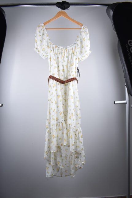 Vestido flores crema